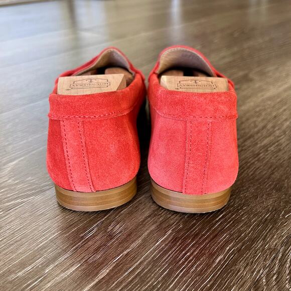 EUC J.Crew James Suede Loafers Soft Fuchsia Size 8 Italy Made Leather Red Shoe - Picture 7 of 16